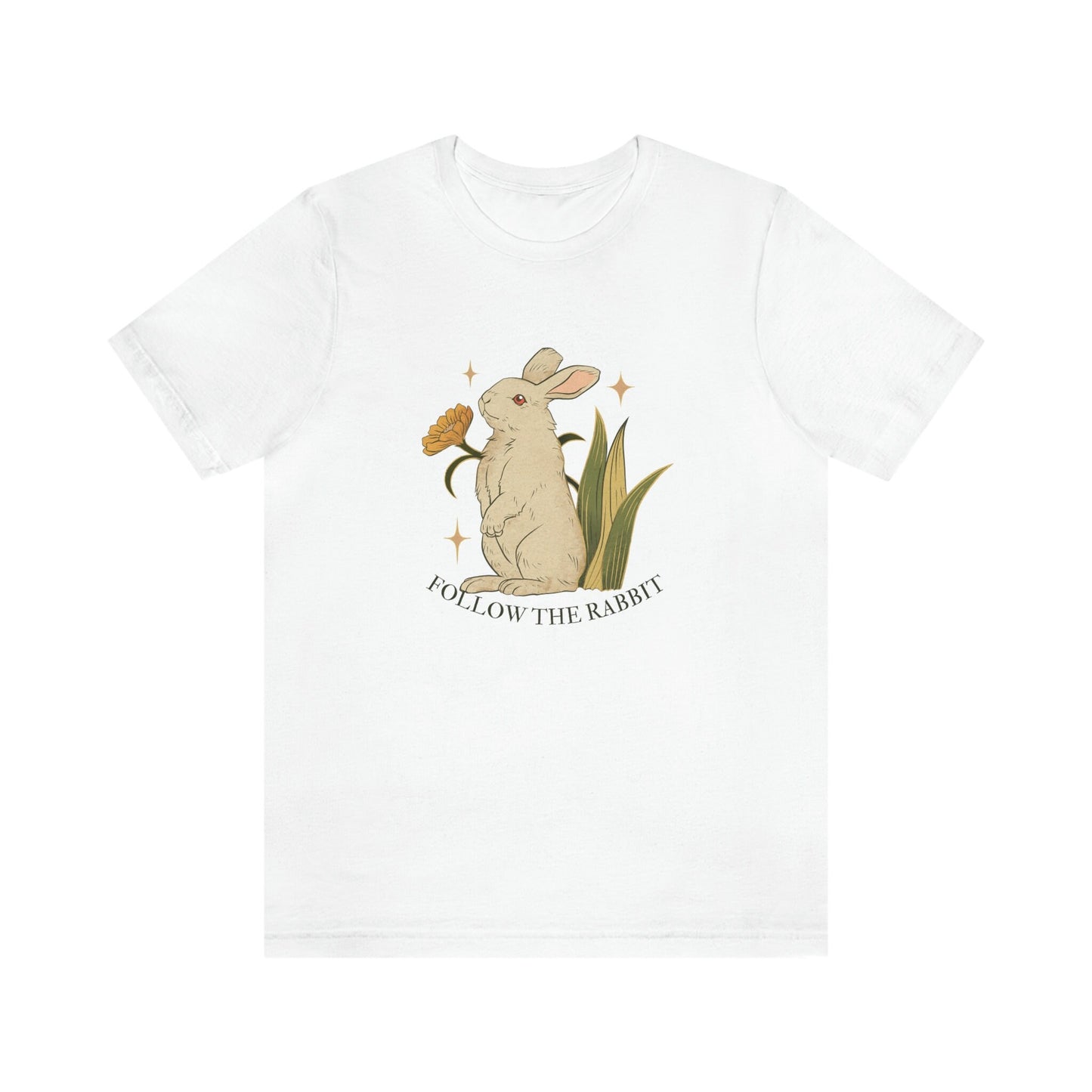 Follow The Rabbit - Alice In Wonderland - Bunny - Cottage Core - Unisex Jersey Short Sleeve Tee