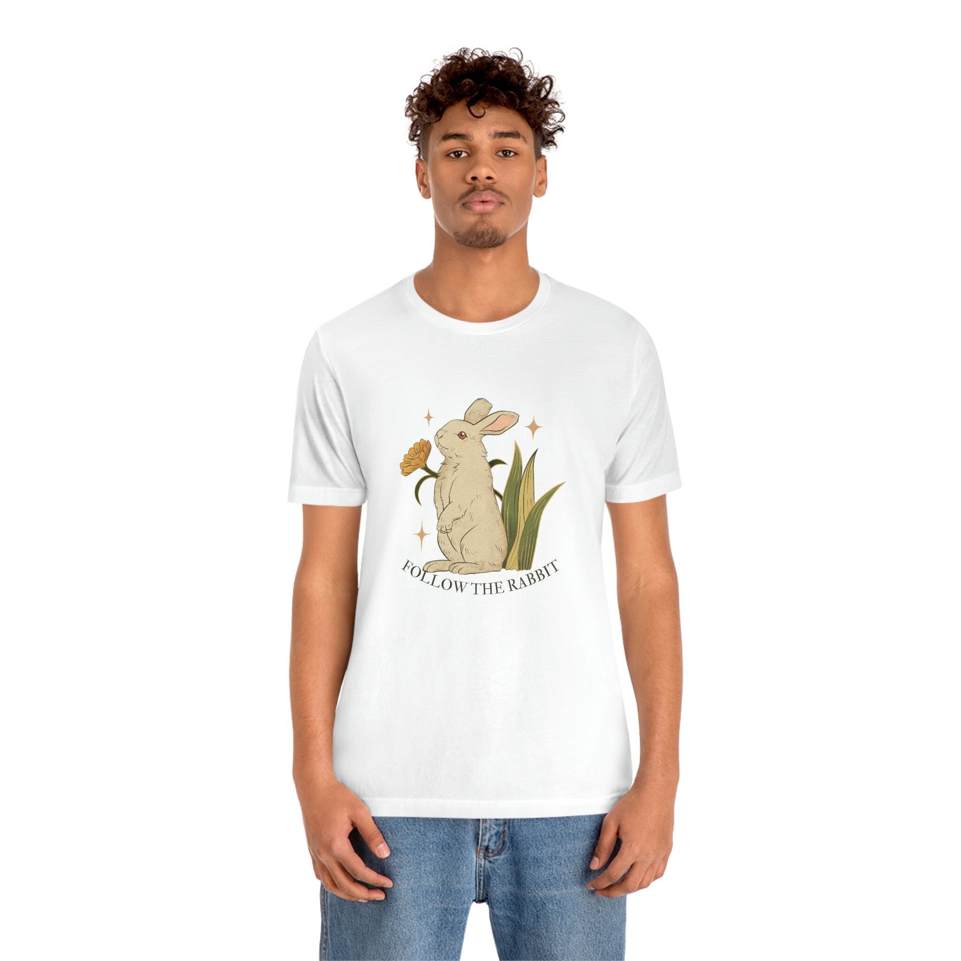 Follow The Rabbit - Alice In Wonderland - Bunny - Cottage Core - Unisex Jersey Short Sleeve Tee