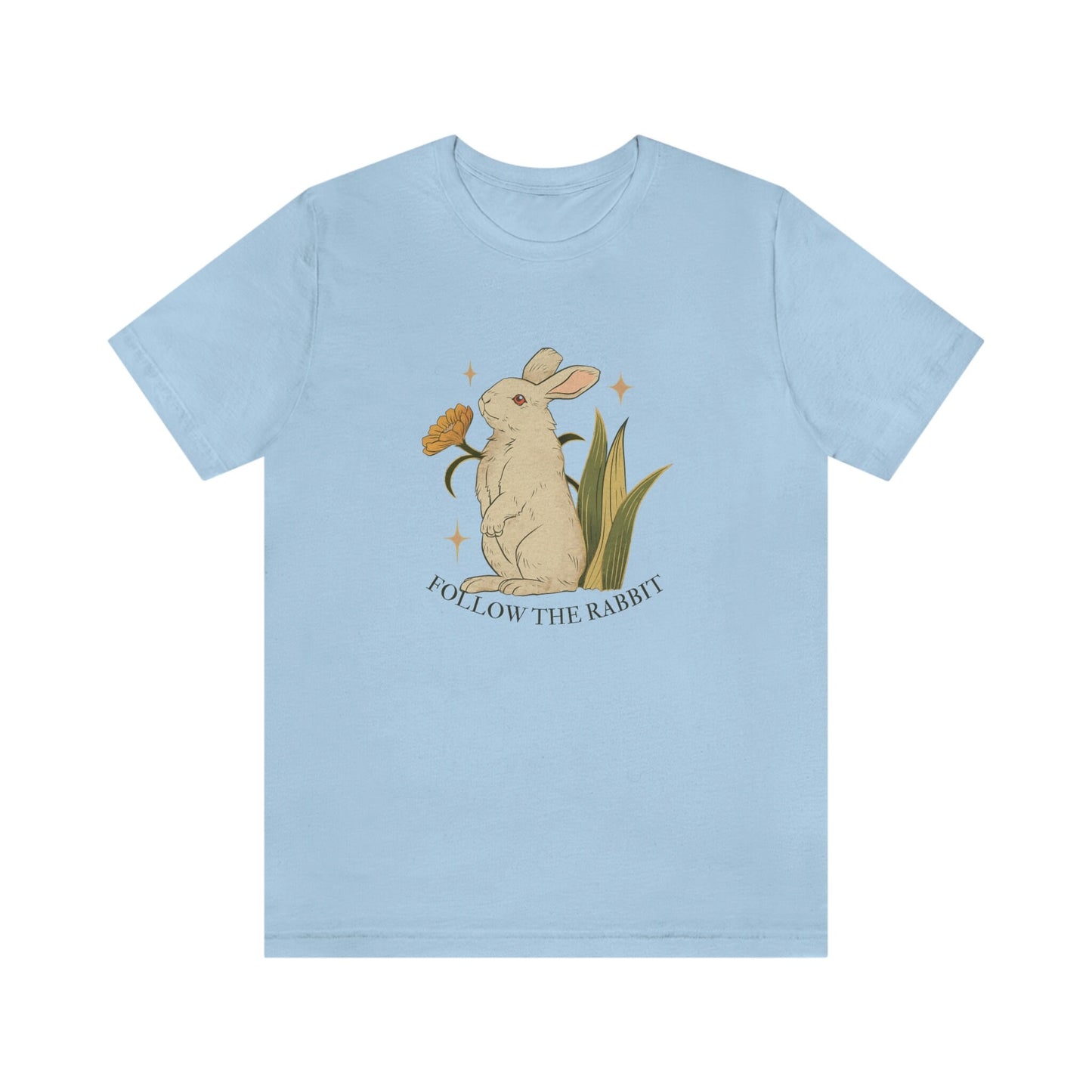 Follow The Rabbit - Alice In Wonderland - Bunny - Cottage Core - Unisex Jersey Short Sleeve Tee